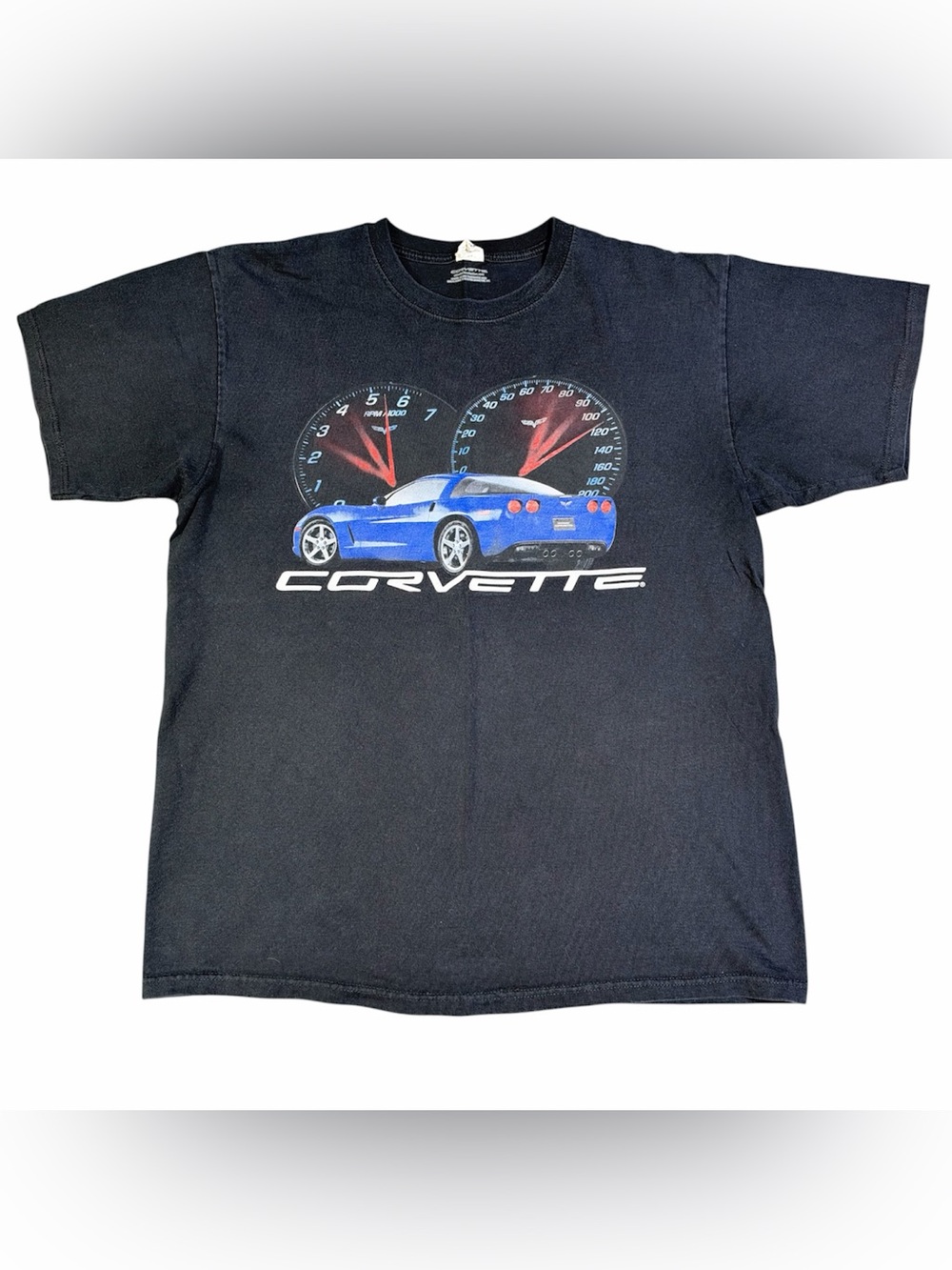 Vintage Y2K Corvette T Shirt Faded Black Graphic Shirt Men’s Size L Sports Car